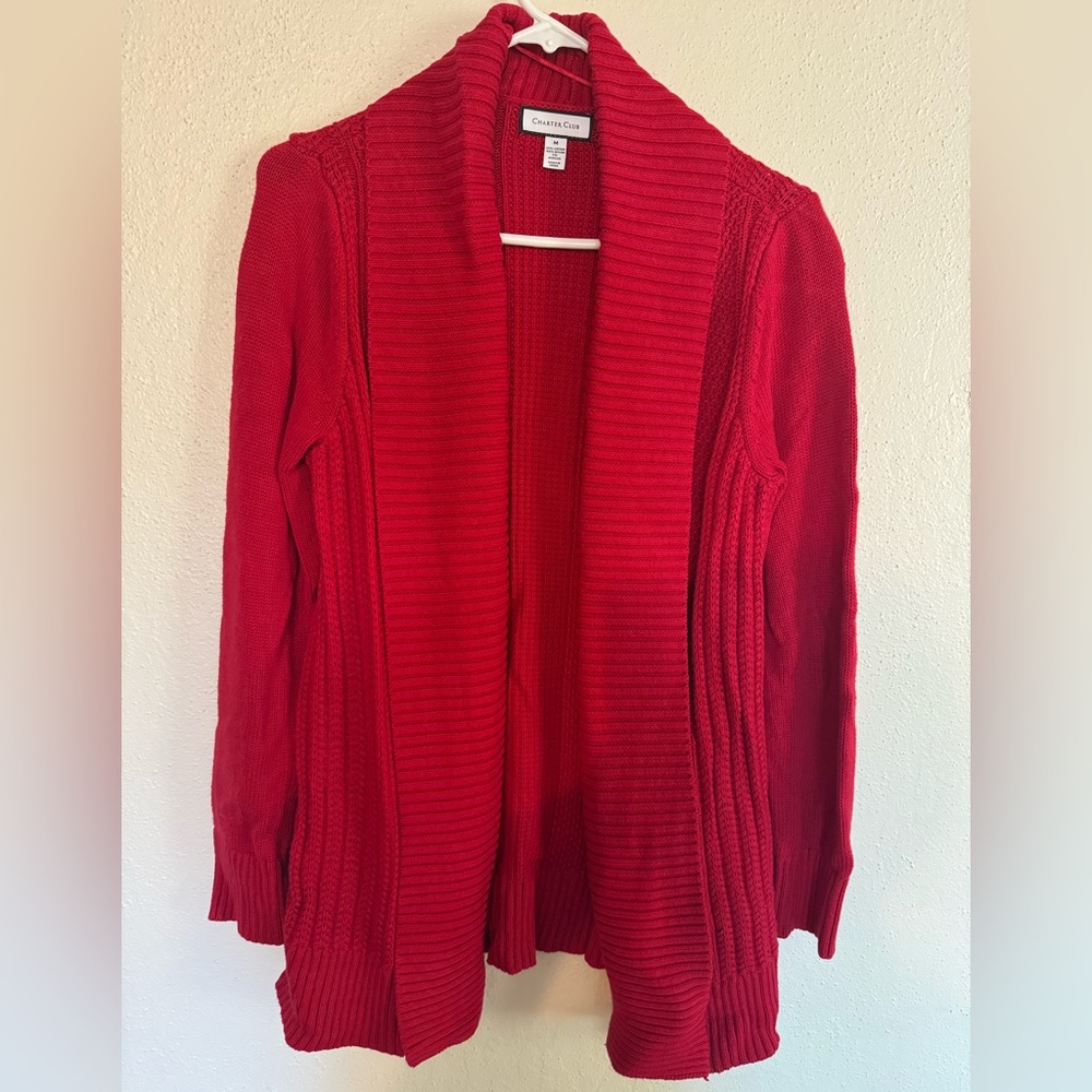 Charter Club Red Knit Cardigan Sz M